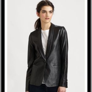 Vince 100% Leather Jacket Blazer Black 8